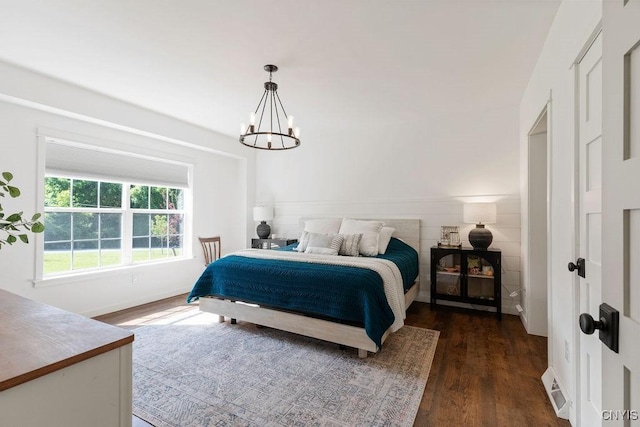 2178 Conley Rd, Sullivan, NY 13037 - bedroom with a chandelier and dark wood finished floors