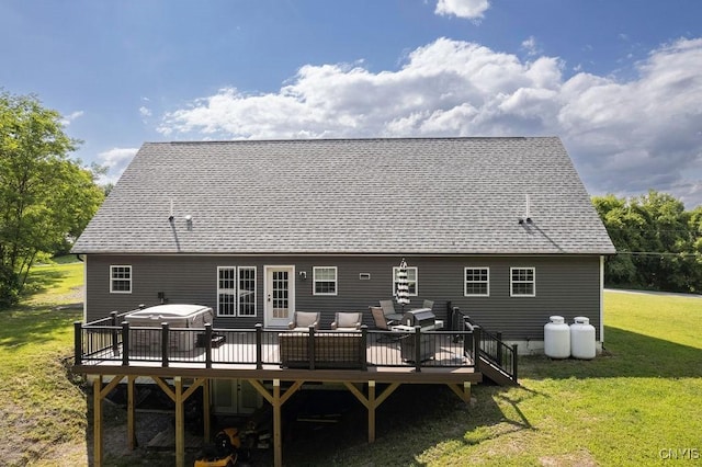 2178 Conley Rd, Sullivan, NY 13037 - back of property featuring a deck, a lawn, and roof with shingles