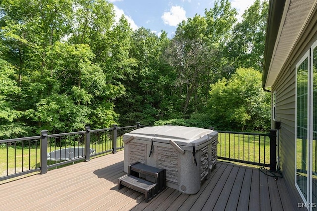 2178 Conley Rd, Sullivan, NY 13037 - wooden deck featuring a hot tub and a lawn