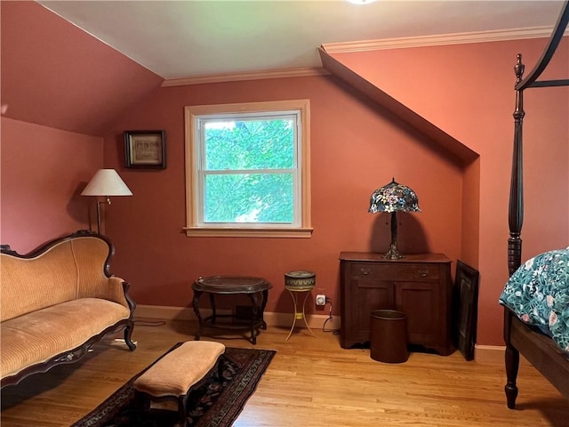 100 Curren Dr, Elmira, NY 14905 - sitting room with light wood-type flooring, lofted ceiling, and ornamental molding