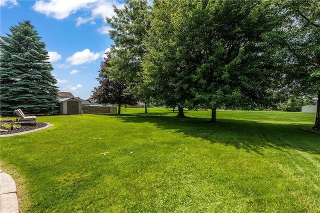 203 Torrey Pine Dr, Greece, NY 14612 - view of grassy yard with a storage unit
