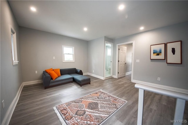187 Lock St, Lockport-City, NY 14094 - living area featuring wood finished floors and recessed lighting