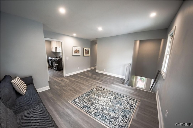187 Lock St, Lockport-City, NY 14094 - living area with dark wood-style flooring and recessed lighting