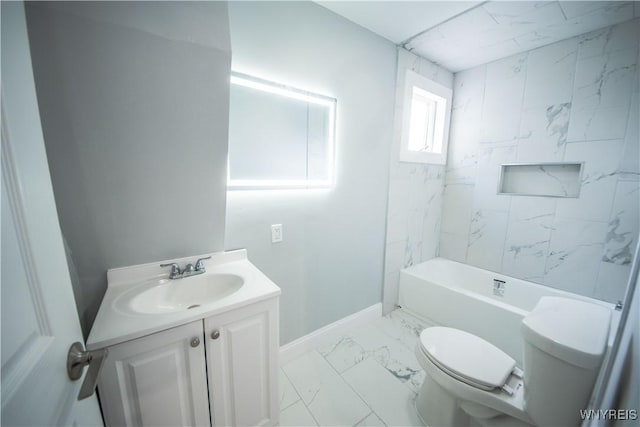 187 Lock St, Lockport-City, NY 14094 - full bath with marble look tile flooring and vanity