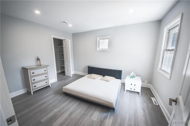 187 Lock St, Lockport-City, NY 14094 - bedroom featuring dark wood-type flooring, recessed lighting, and a closet