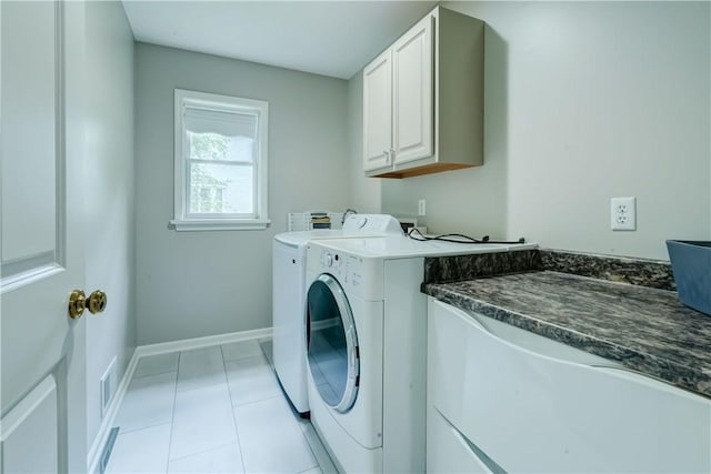 40 Little Glen Rd, Henrietta, NY 14534 - laundry room with cabinet space, washing machine and clothes dryer, and light tile patterned floors