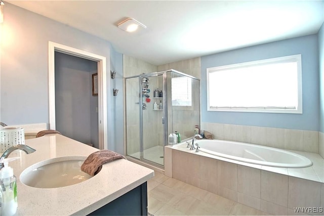 5472 Sycamore Ln, Hamburg, NY 14075 - full bath featuring a garden tub, a stall shower, and vanity