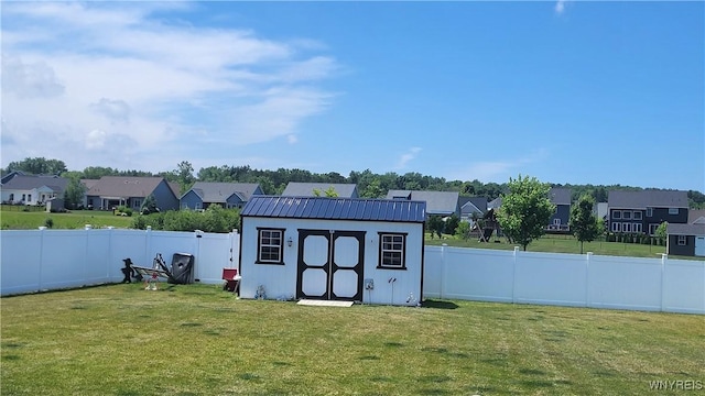 5472 Sycamore Ln, Hamburg, NY 14075 - view of shed featuring a residential view and a fenced backyard