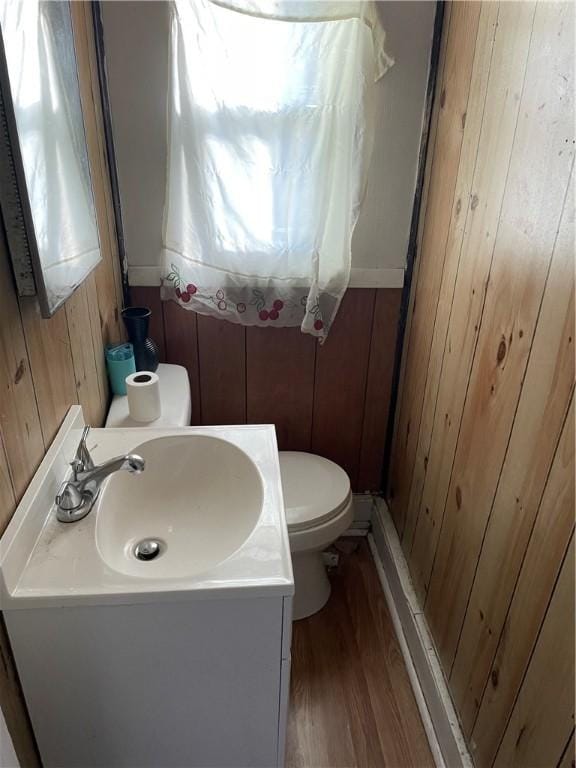 1123 Abbott St, Elmira-City, NY 14901 - half bath featuring wood walls, vanity, and wood finished floors