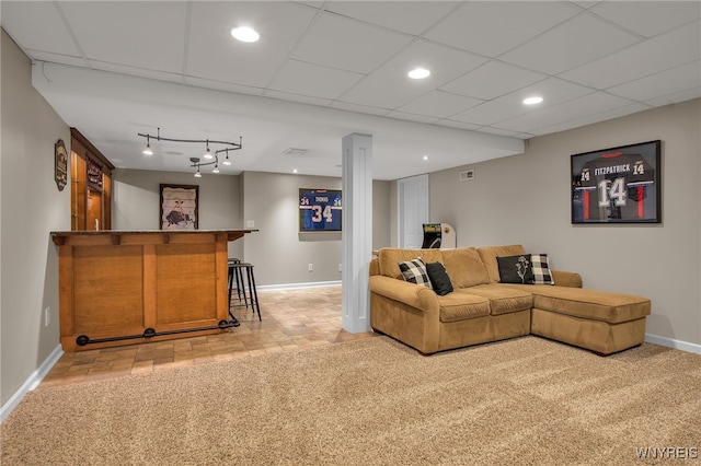 9210 Via Cimato Dr, Clarence, NY 14032 - living area with a bar and recessed lighting