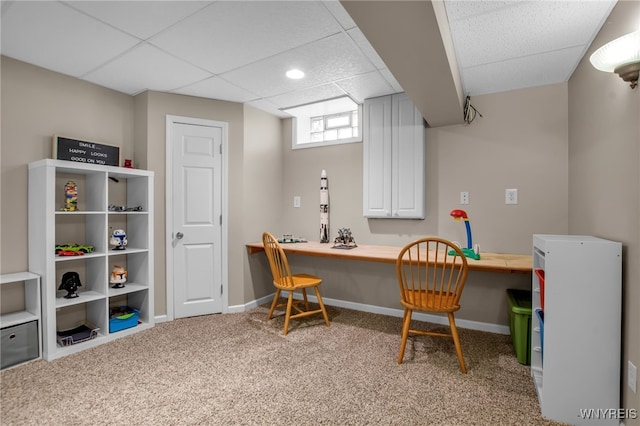 9210 Via Cimato Dr, Clarence, NY 14032 - office space with carpet floors, a drop ceiling, and built in study area