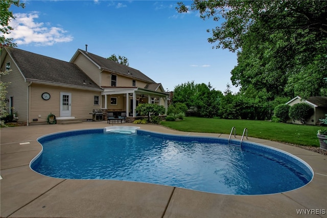 9210 Via Cimato Dr, Clarence, NY 14032 - outdoor pool with a patio area and a lawn