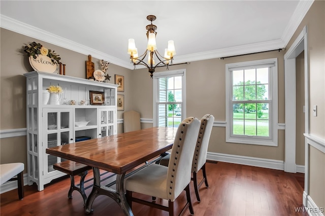 9210 Via Cimato Dr, Clarence, NY 14032 - dining room with a chandelier, wood finished floors, and ornamental molding
