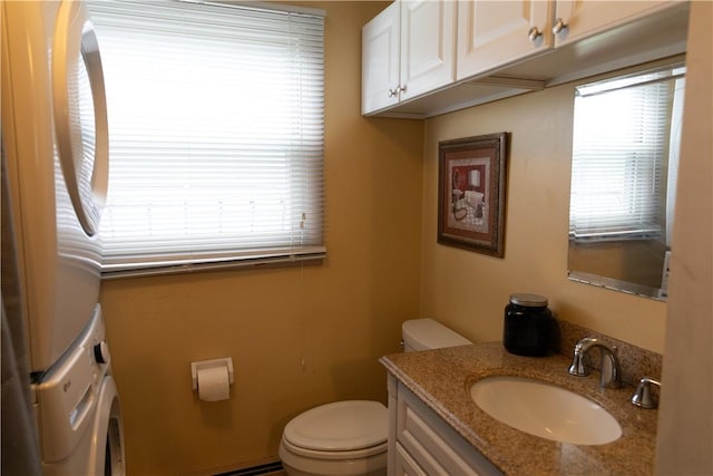 1602 Edgemere Dr, Greece, NY 14612 - bathroom featuring vanity and estacked washer and dryer