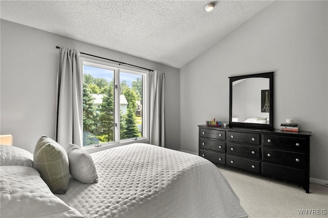 13 Thames Ct, Amherst, NY 14221 - bedroom with vaulted ceiling, a textured ceiling, and light colored carpet