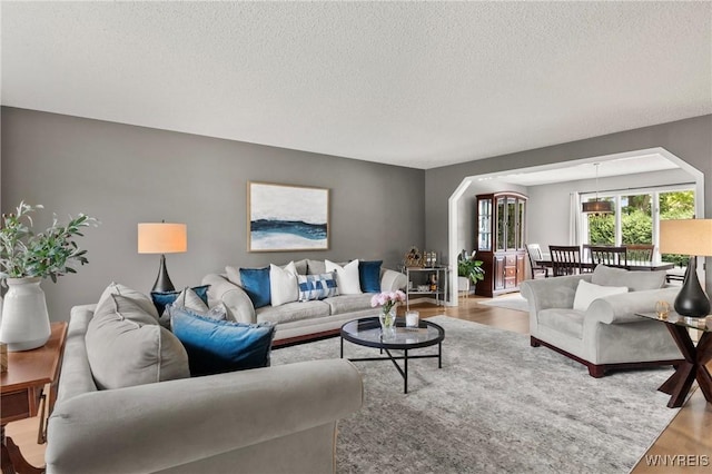 13 Thames Ct, Amherst, NY 14221 - living area with a textured ceiling and wood finished floors