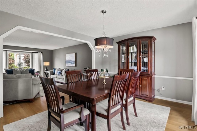 13 Thames Ct, Amherst, NY 14221 - dining room featuring light wood-type flooring, a chandelier, and a textured ceiling