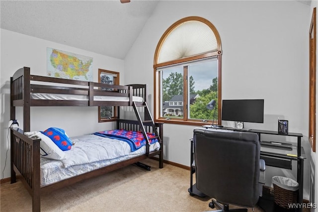 5103 Eastbrooke Pl, Clarence, NY 14221 - bedroom featuring carpet flooring, a desk, and lofted ceiling