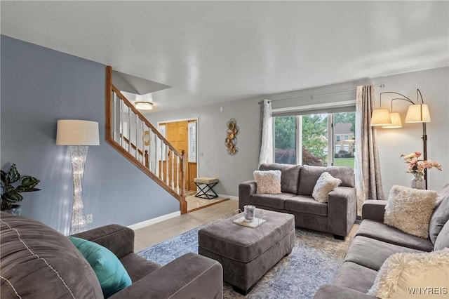 5103 Eastbrooke Pl, Clarence, NY 14221 - living room featuring stairs and wood finished floors