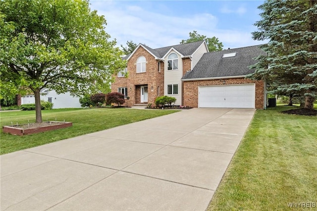 5103 Eastbrooke Pl, Clarence, NY 14221 - view of front of home featuring brick siding, a front lawn, driveway, and an attached garage