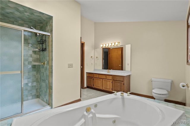 5103 Eastbrooke Pl, Clarence, NY 14221 - full bathroom with a shower stall, a whirlpool tub, and vanity