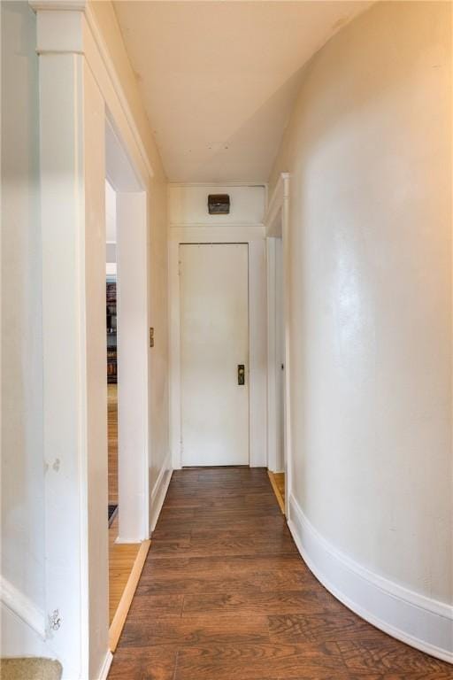 109 Oakwood Ave, Elmira, NY 14903 - corridor with dark wood-style floors and baseboards