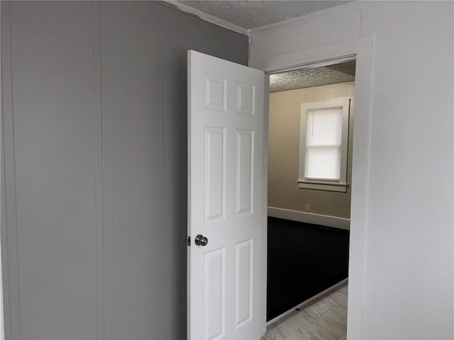 92 Abbott St, Rochester, NY 14606 - hall with a textured ceiling and ornamental molding