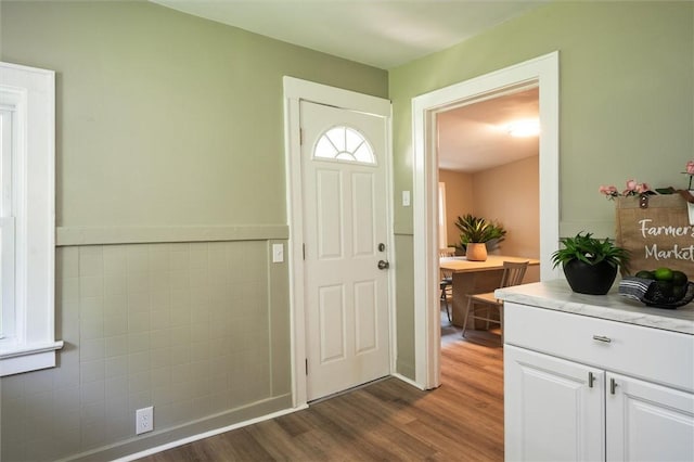 69 Diem St, Rochester, NY 14620 - foyer entrance with dark wood-style floors