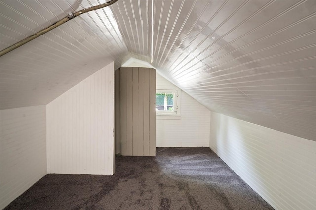 69 Diem St, Rochester, NY 14620 - additional living space with carpet floors, vaulted ceiling, and wooden walls