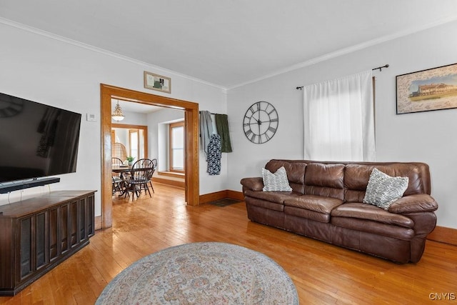 133 Bryant Ave, Syracuse, NY 13204 - living room with hardwood / wood-style flooring and crown molding