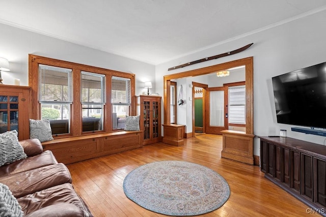 133 Bryant Ave, Syracuse, NY 13204 - living area with crown molding and light wood-style floors