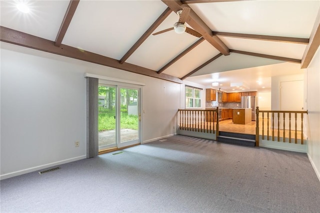 10 Chesfield Lookout, Perinton, NY 14450 - unfurnished living room with ceiling fan and light carpet