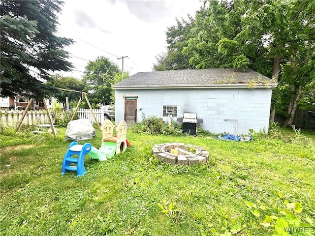 914 S Main St, Shelby, NY 14103 - view of outdoor structure featuring a fire pit