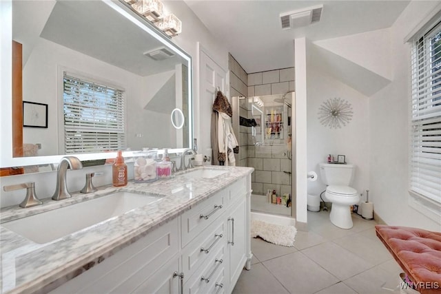 135 Fox Meadow Ln, Orchard Park, NY 14127 - full bathroom with tile patterned flooring, double vanity, and a stall shower