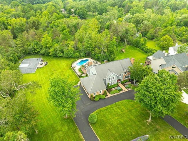 135 Fox Meadow Ln, Orchard Park, NY 14127 - aerial view of property and surrounding area featuring a pool and a heavily wooded area