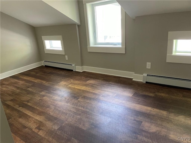 203 E Genesee St, Manlius, NY 13066 - additional living space with a baseboard heating unit, healthy amount of natural light, and dark wood-style flooring