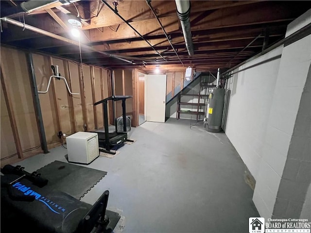 3194 Cranberry Rd, Allegany, NY 14760 - unfinished basement with water heater and stairs