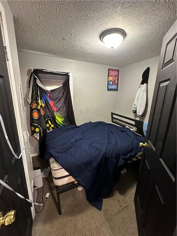 505 Child St, Rochester, NY 14606 - bedroom with a textured ceiling and carpet floors