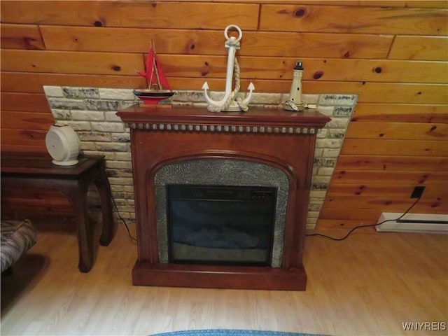 8211 Elmwood Dr, Rushford, NY 14717 - detailed view of wood finished floors and a glass covered fireplace