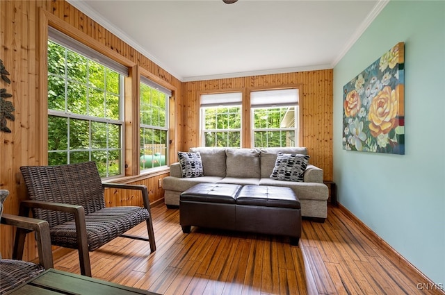 224 Macarthur Rd, Russia, NY 13324 - living room with ornamental molding and hardwood / wood-style floors