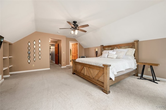 224 Macarthur Rd, Russia, NY 13324 - bedroom with light colored carpet, lofted ceiling, and ceiling fan