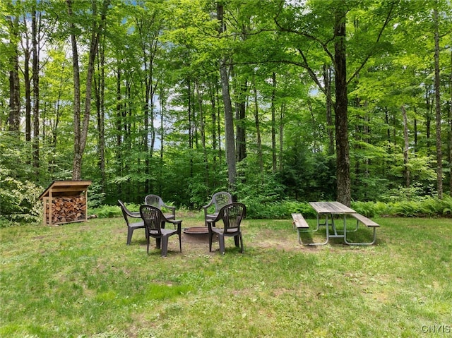 224 Macarthur Rd, Russia, NY 13324 - view of grassy yard with a fire pit