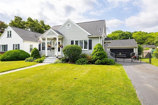 167 Cheltenham Rd, Rochester, NY 14612 - view of front facade featuring a shingled roof, a garage, a gate, and driveway