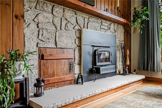 6954 Rome Oriskany Rd, Rome, NY 13440 - detailed view of a wood stove and wood finished floors