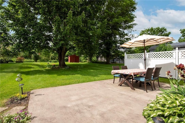 6954 Rome Oriskany Rd, Rome, NY 13440 - view of patio featuring a shed and outdoor dining space