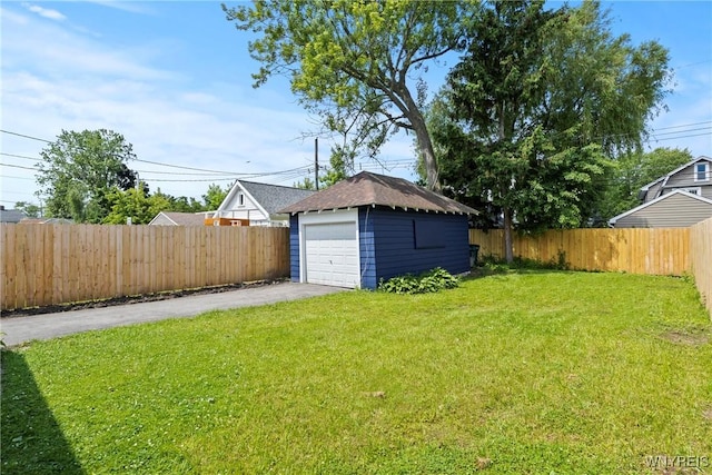42 Frontenac Ave, Buffalo, NY 14216 - fenced backyard with a garage and an outbuilding