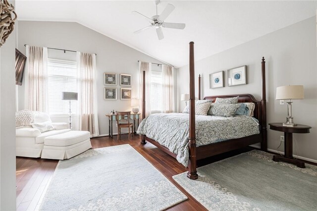 31 Spruce Rdg, Perinton, NY 14450 - bedroom with lofted ceiling, wood finished floors, and a ceiling fan