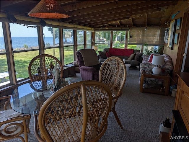 10337 Chaffee Ln, Yates, NY 14098 - sunroom / solarium featuring outdoor dining area, a water view, and outdoor lounge area