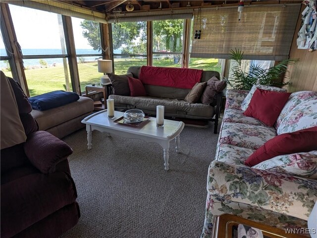 10337 Chaffee Ln, Yates, NY 14098 - sunroom / solarium featuring a water view, an outdoor hangout area, and plenty of natural light