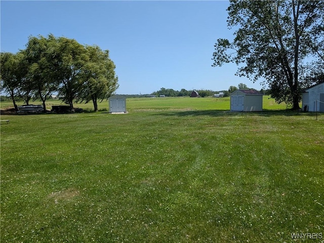 10337 Chaffee Ln, Yates, NY 14098 - view of green lawn with a storage shed